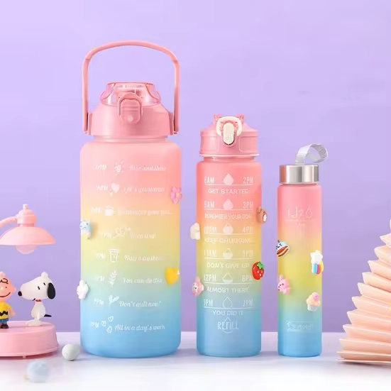 kit garrafas squeeze motivacional 2l 900ml 300ml