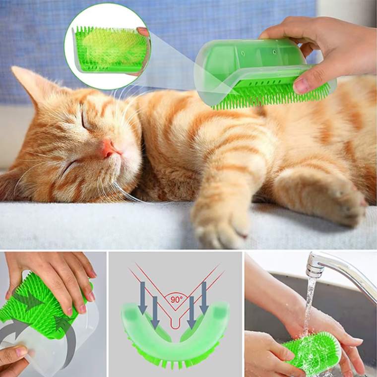 Co&ccedil;adinha Para Gatinhos Pente Massageadora de Canto De Parede. F&aacute;cil de montar em paredes planas ou superf&iacute;cies de canto. - Al&eacute;m de esfregar, tamb&eacute;m remove os pelos mortos - Frete Gratis