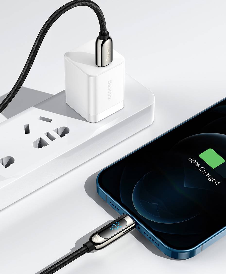 Cabo USB C PD 20W para iPhone com Display Baseus