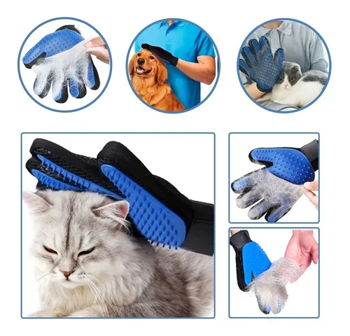 Luva Escova Nano Magnética Tira Pêlos Pets Cães E Gatos
