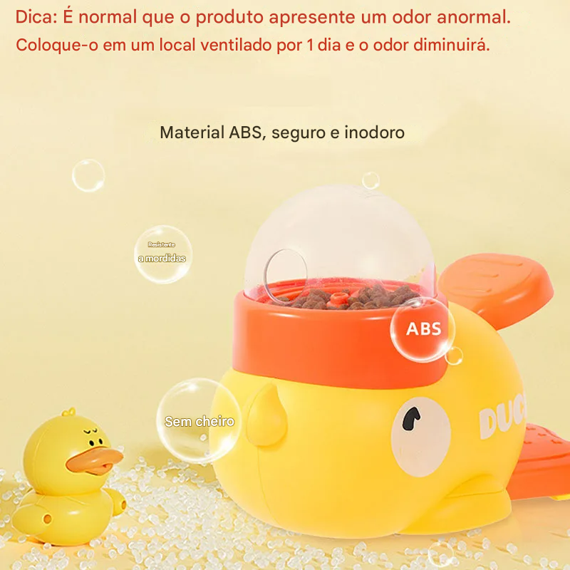 Alimentador interativo para c&atilde;es em formato de pato - detalhes do mecanismo