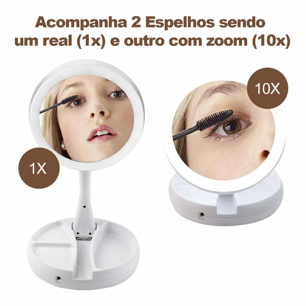 Espelho Luz Led Iluminador Mesa Maquiagem Portátil - BRDrop