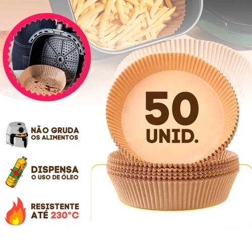 Forro De Papel Airfryer Tapete Forma Antiaderente Descartável Protetor Fritadeira Com 50 Unidades Não Suja Não Gruda
