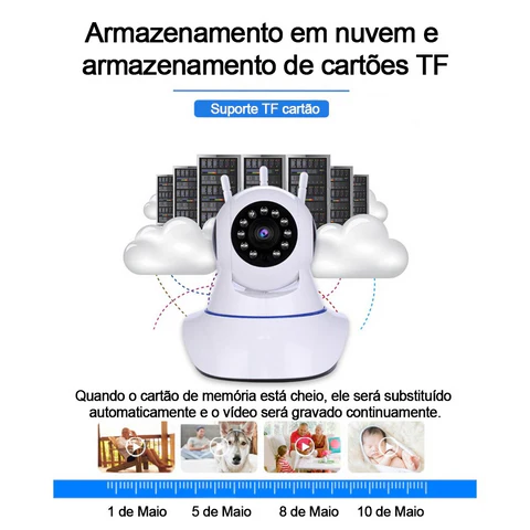 Câmera de Segurança IP 3 Antenas Wireless Sem Fio WI-FI HD
