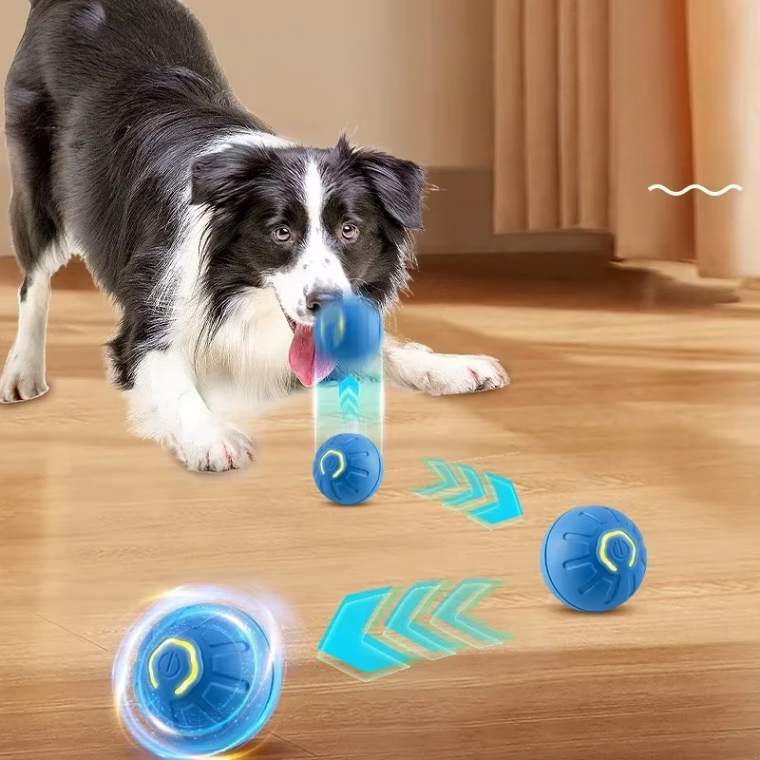 Bolinha Interativa Inteligente Pet Elétrica Recarregável USB para Gatos e Cães, Brinquedo com LED Silencioso, Movimento Automático 360°, Antiestresse, Silicone - Frete Gratis - Elite Comerce