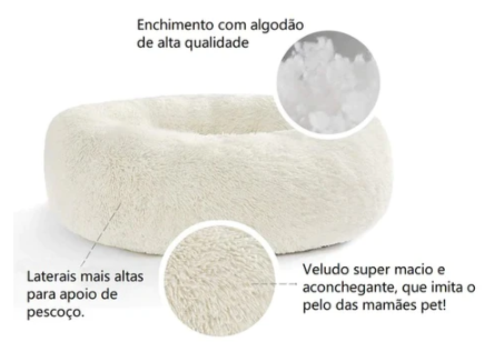 Caminha Pet Redonda Pelúcia Gatos e Cachorros