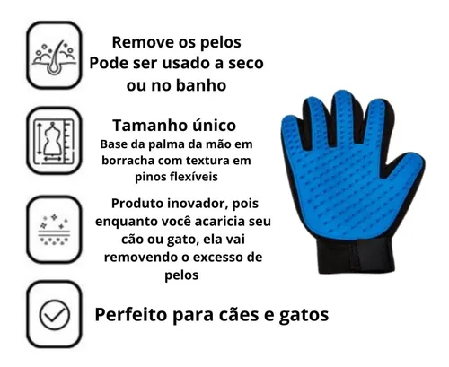 Luva Nano Magnética Tira Pelos Pets Cães Gatos Clean Glove