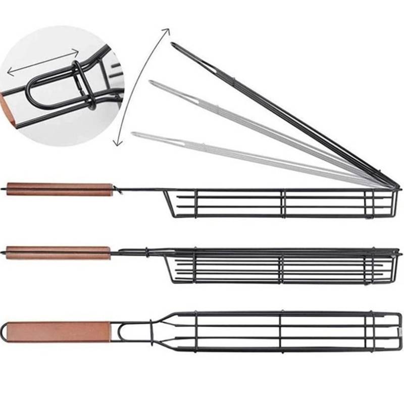 Grelha de Churrasco Portátil de Aço Inoxidável Antiaderente