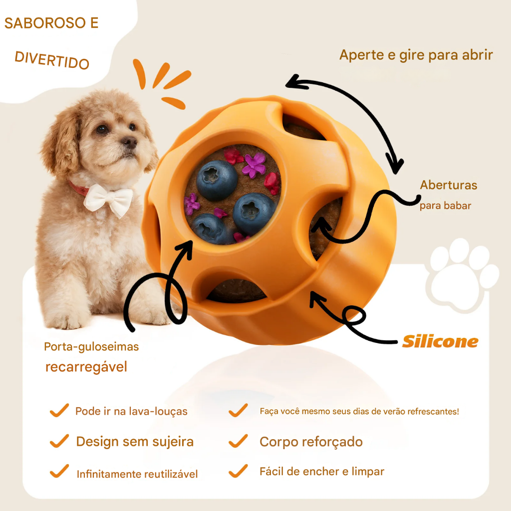 Brinquedo de borracha natural para c&atilde;es reche&aacute;vel - uso com petiscos