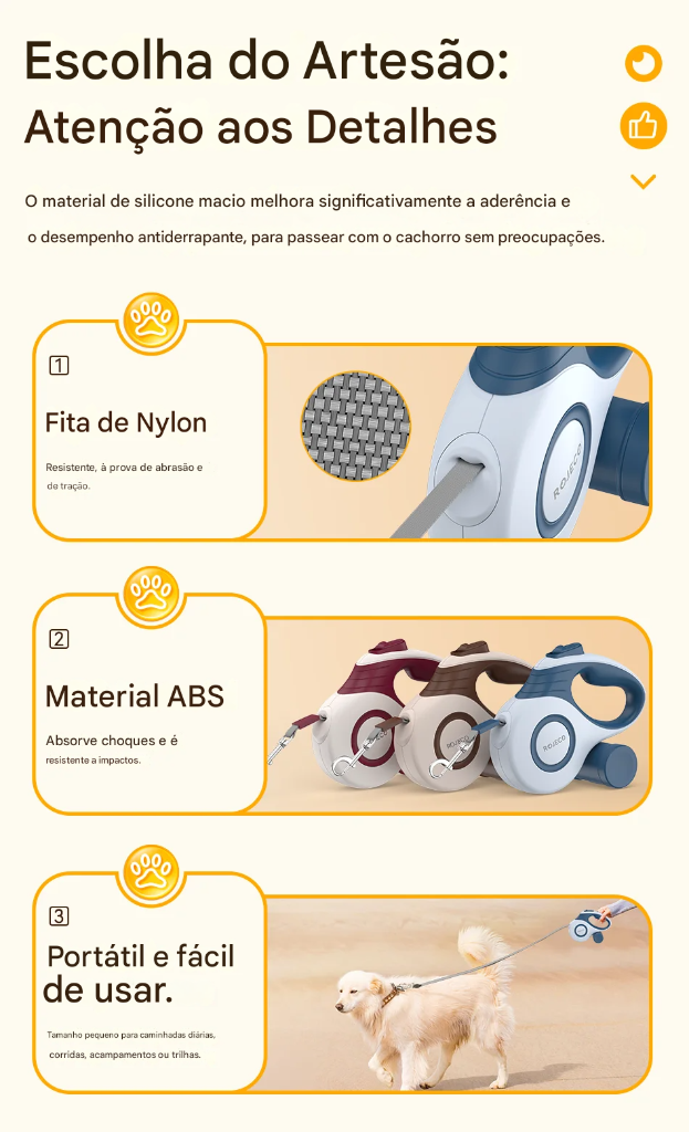 Trela retrátil ROJECO para passeio - imagem 9