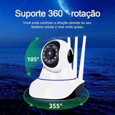 Câmera de Segurança IP 3 Antenas Wireless Sem Fio WI-FI HD