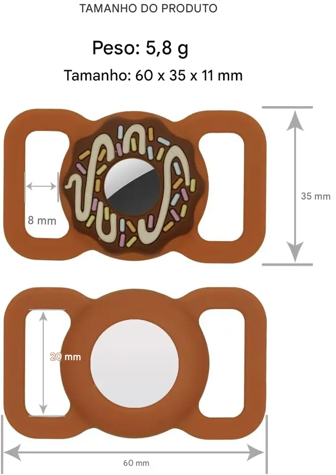 Capa protetora de silicone para AirTag no colar - detalhe