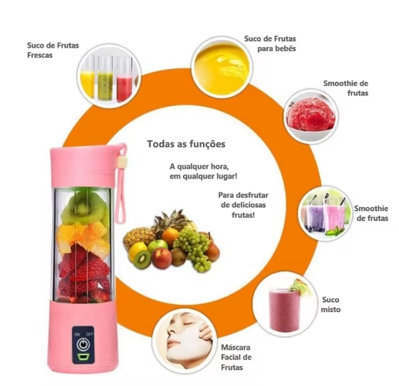 liquidificador portatil academia shake frutas smoothie viagem