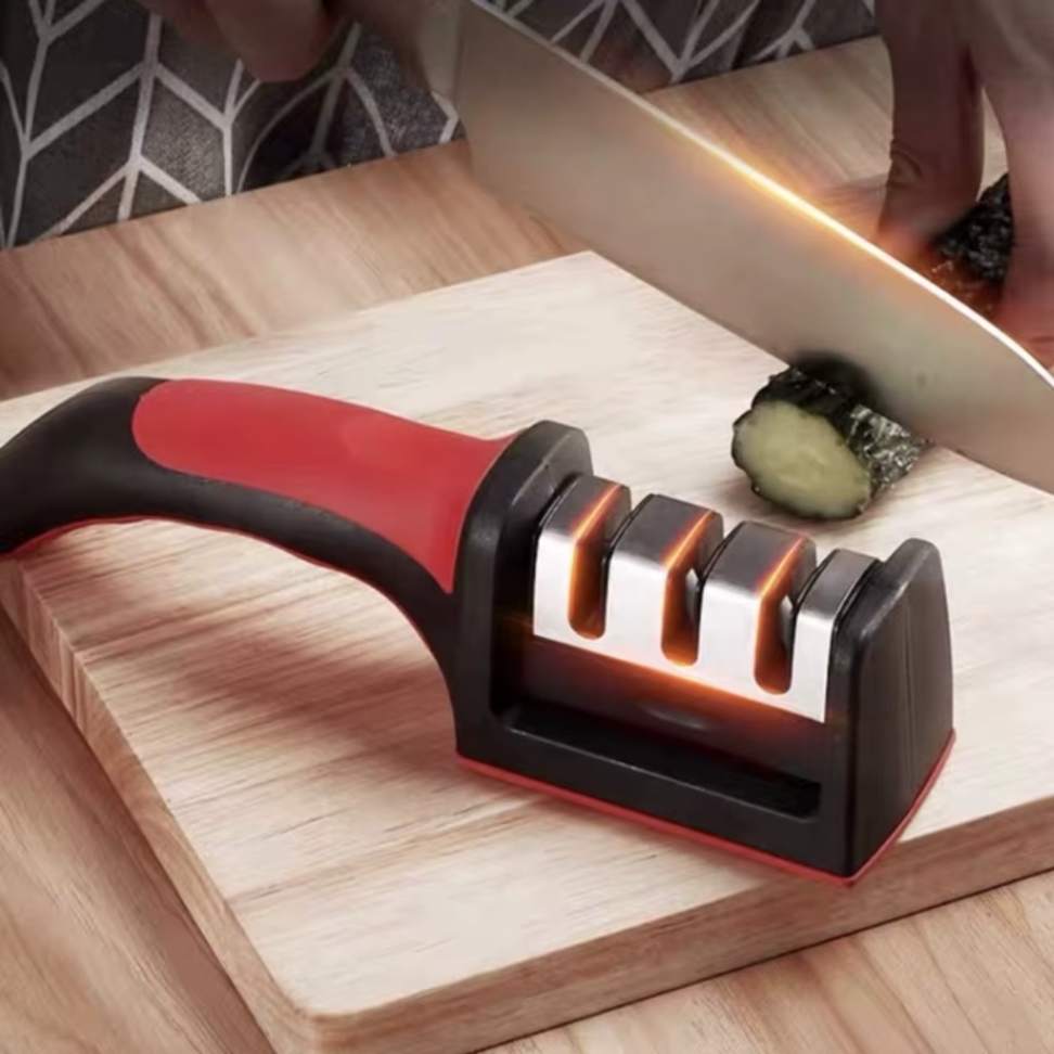 afiador de facas profissional 3 estágios cozinha inox