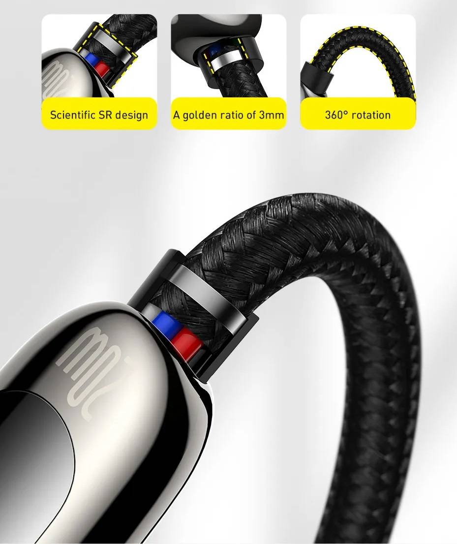 Cabo USB C PD 20W para iPhone com Display Baseus