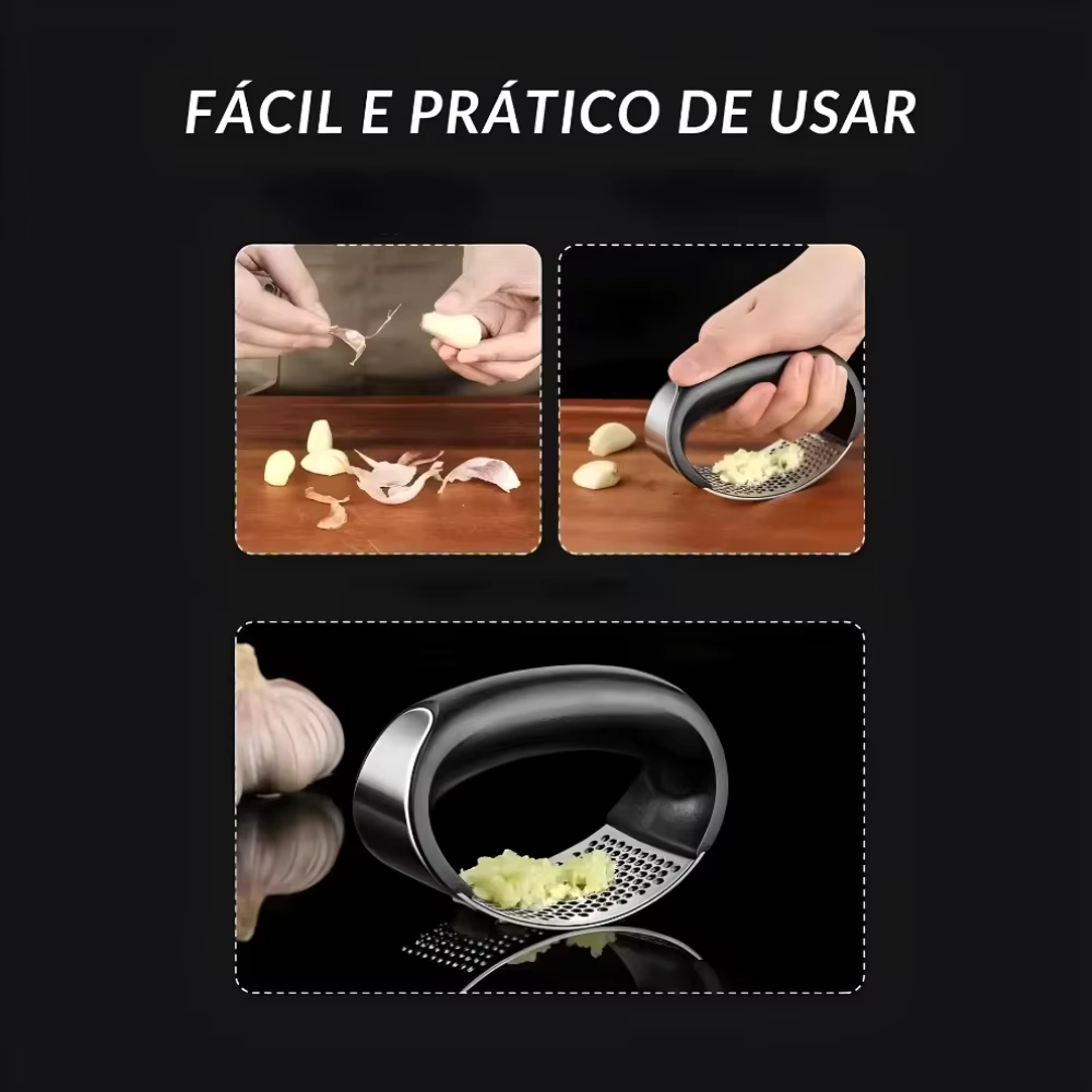 amassador alho inox resistente cozinha utensilio pratico