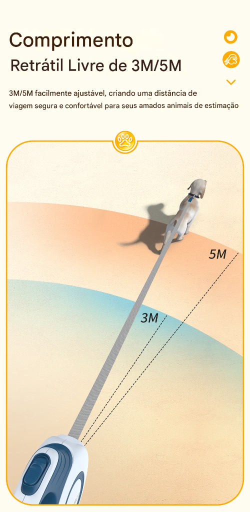 Trela retrátil para cães ROJECO padrão sólido - imagem 2