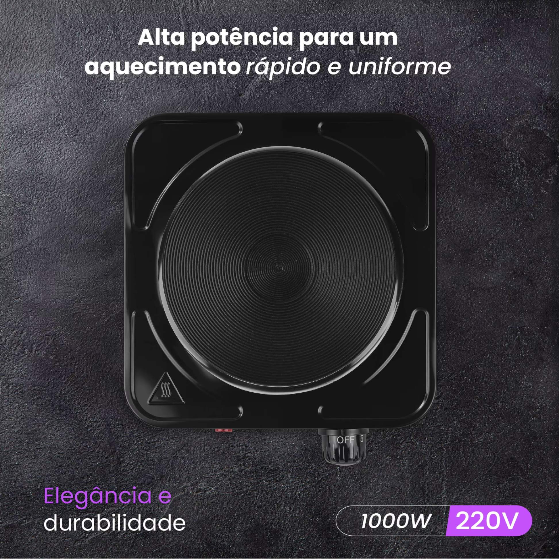 cooktop eletrico 1 boca mesa compacto cozinha moderna