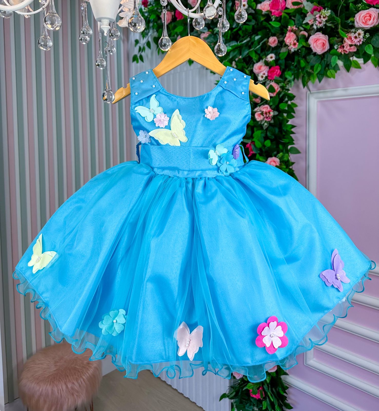 Vestido Princesa Belli Anabel Jardim Encantado Azul Turquesa (VESTPRINBLLJDENCAZLTRQ)