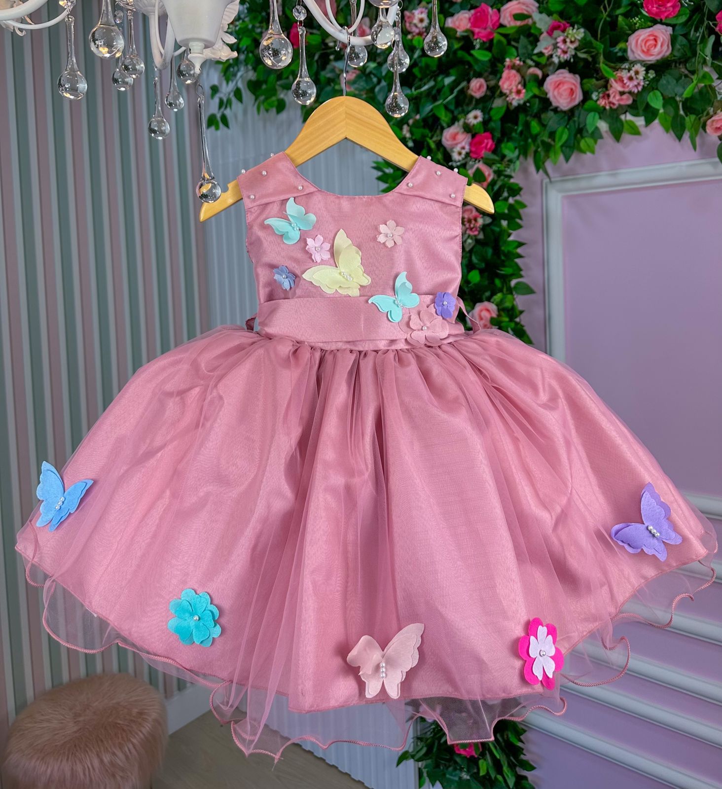 Vestido Princesa Belli Anabel Jardim Encantado Rose (VESTPRINCESABLLJRDMENCTADROSE)