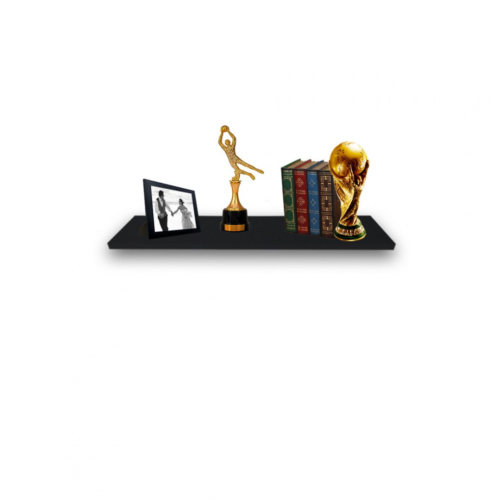 Prateleira Simples 20x15 Cm com suporte Em Mdf Preto (63252)