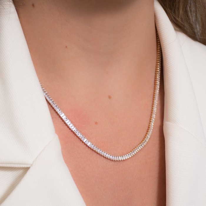 CHOKER RIVIERA BAGUETE FINA 3MM (019238)