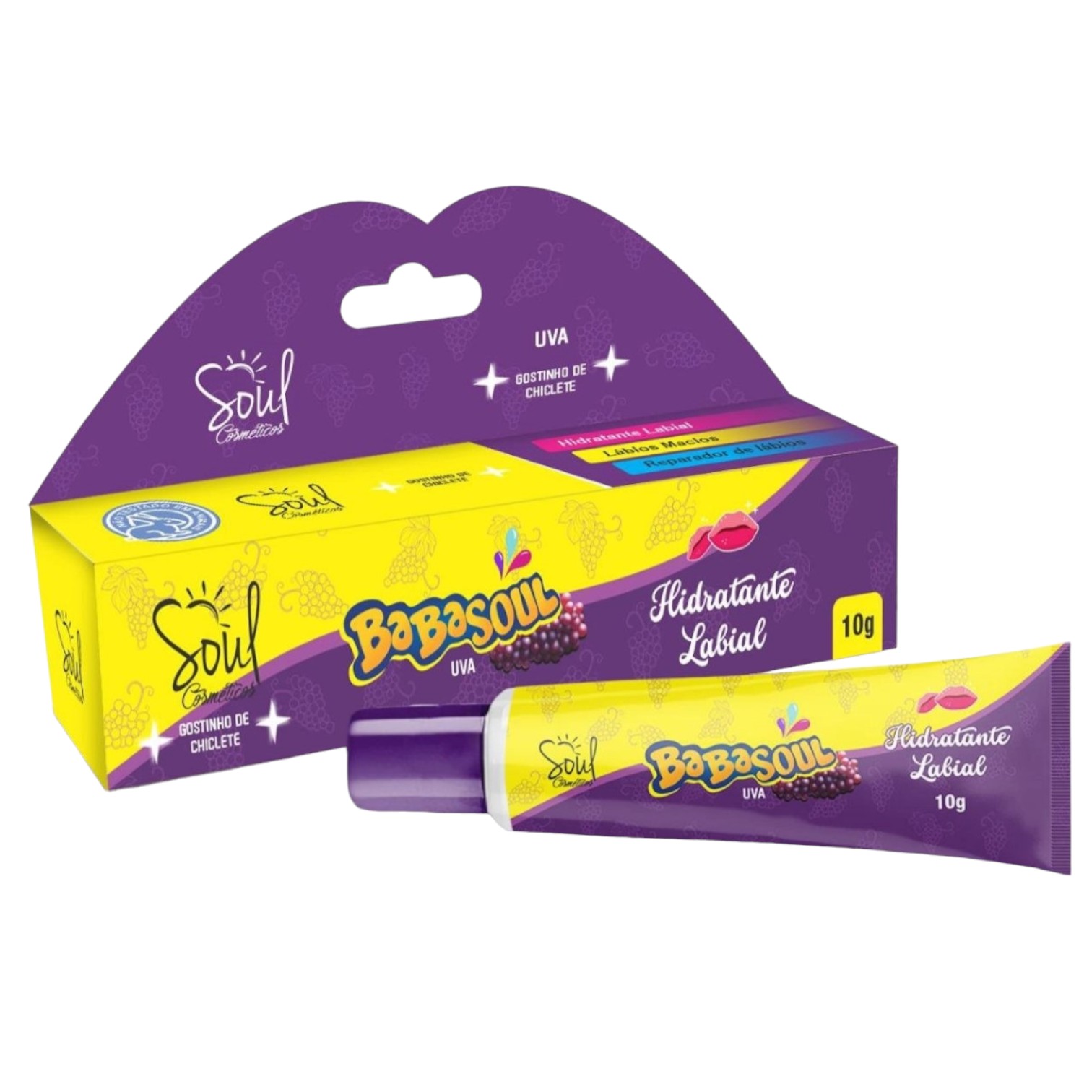 Hidratante Labial Gostinho de Chiclete Uva Babasoul Soul Cosméticos (0696)