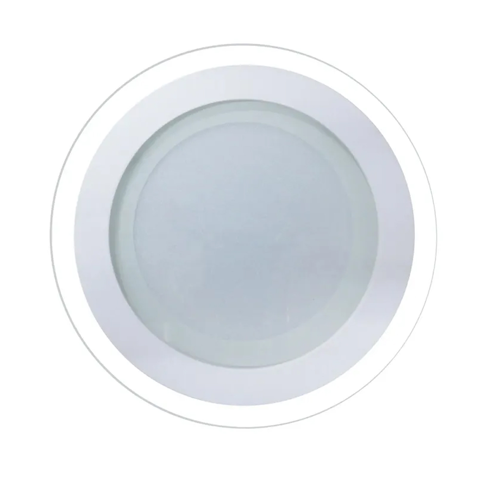 Luminária Lâmpada LED 12W Plafon Embutir Redonda Borda de Vidro (8627)