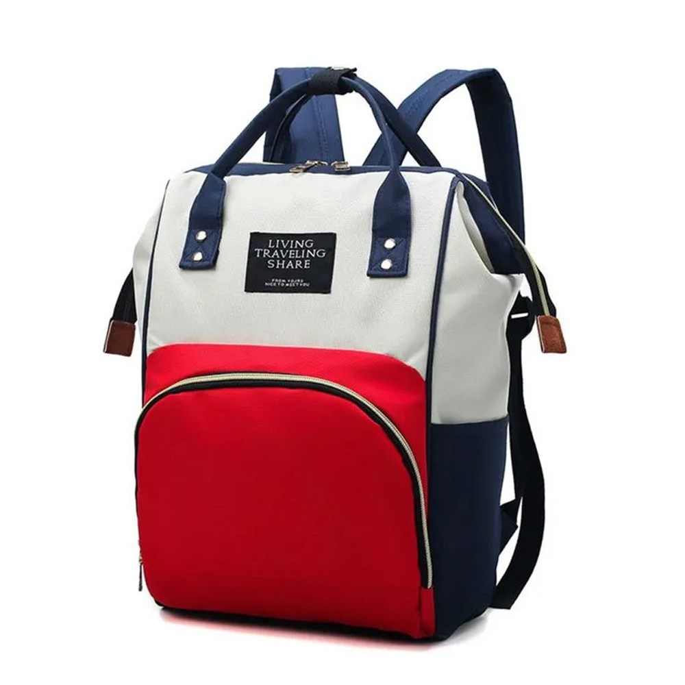 Mochila Mala Bolsa Maternidade Multiuso Multifuncional Mamadeira Azul e Vermelho (7039)
