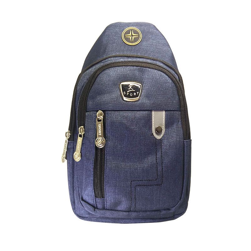 Mini Bolsa Mochila Transversal Cross Body Sport Alça Única Unissex Cadernos Tablet Smartphone Vários Bolsos Azul (6825)