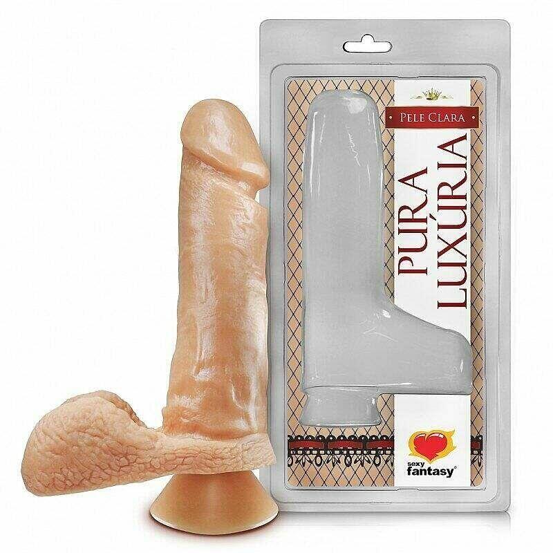 Prótese Realística com Escroto e Ventosa 17 cm x 4,5cm (00614)
