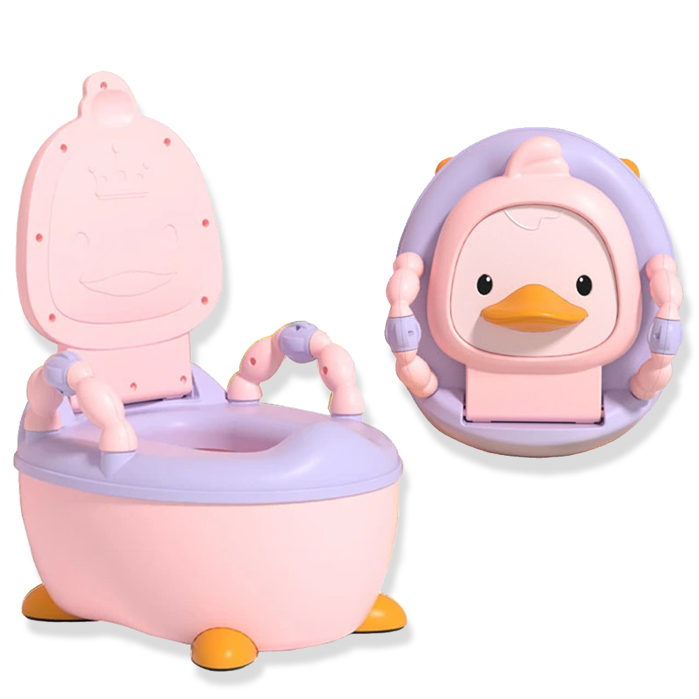 Troninho Penico Sanitário Infantil Privadinha Patinho Feliz Cor:Rosa (168-Rs-Comp)