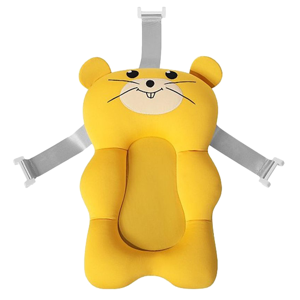 Almofada para Banho do Bebê Banheira Universal com Alças de Encaixe Bichinhos Felizes Modelo:Gatinho Amarelo (170-Am-Comp)