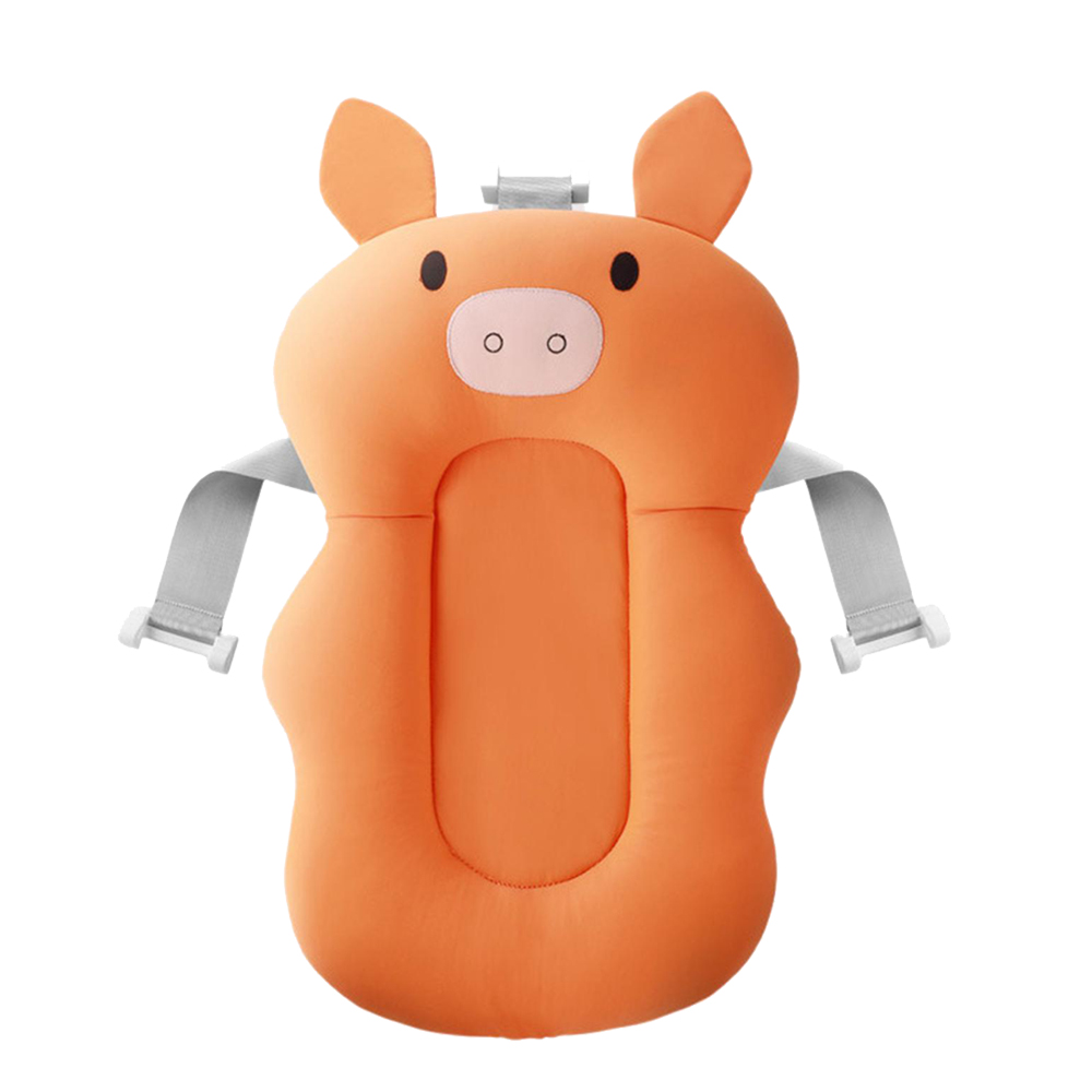Almofada para Banho do Bebê Banheira Universal com Alças de Encaixe Bichinhos Felizes Modelo:Porquinho Laranja (170-Lr-Comp)