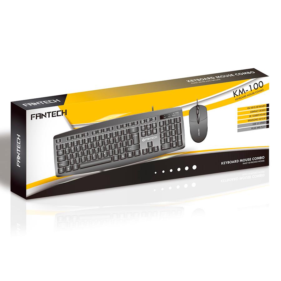 Kit Teclado e Mouse Teclas Silenciosas Fantech KM-100 (2649947)
