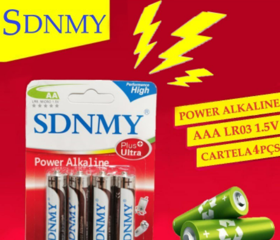 4 Pilhas Alkaline AAA/AA No Blister Ideal Para Vários Aparelhos (SDNMY)