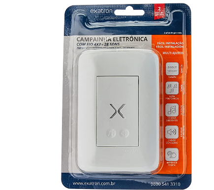Campainha Eletrônica com fio Bivolt 28 Toques 4x2 TOUCH (04.02.05.02)