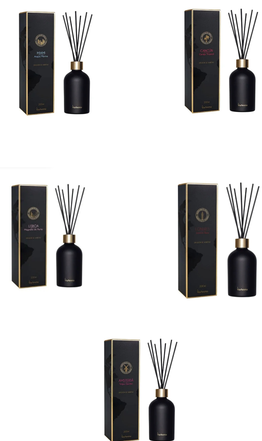 Difusores Aromáticos De Varetas Linha Mundo Via Aroma 200ml (E5.02 - Difusores De Varetas Linha Mundo)