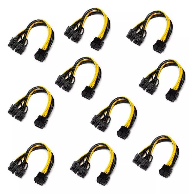Kit 10 Cabo Y Pci Express Splitter 8 Pinos GPU Mineração (04.00.07 - 10un)