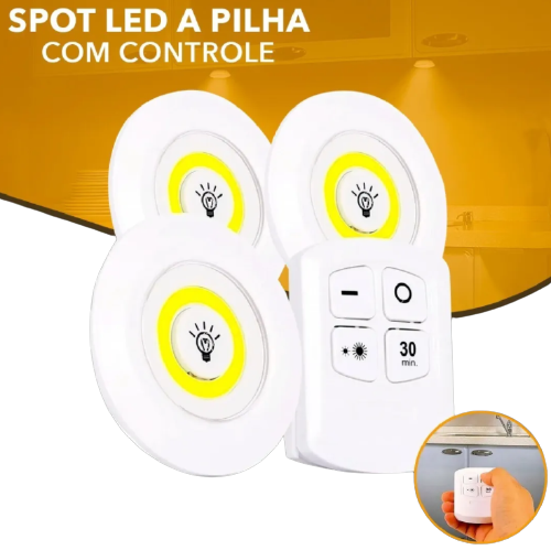 Kit 3x Lâmpada Luminária Led Spot Sem Fio Controle Remoto (02.02.07.01)