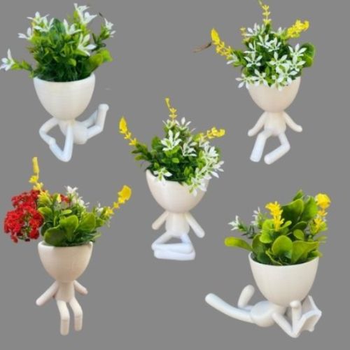 Kit 5 Vasinhos Suculentas Robert Bbb Bob Planta Decoração (3d.06.05.12)