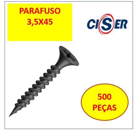 Parafusos Drywall Ponta Agulha 3,5X45 Cab/ Trobeta 500 pçs (7897523148080)