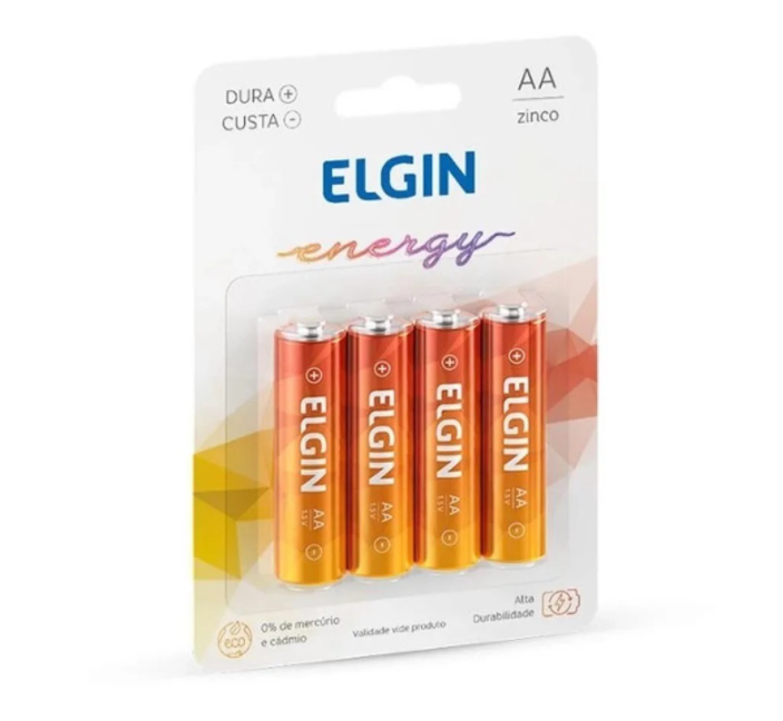 Pilha AA Pequena Zinco Energy 1,5v elgin com 4 (05.03.04)