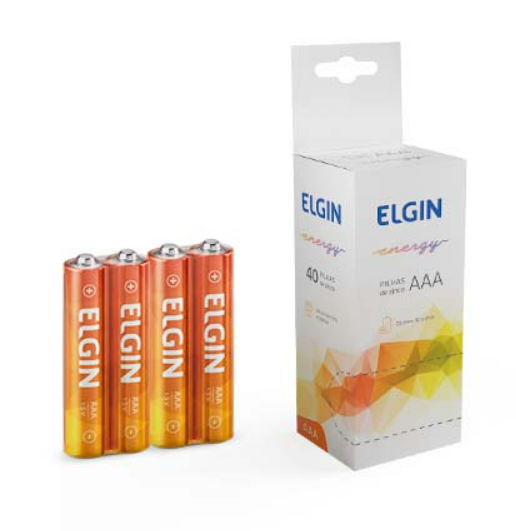 Pilhas Palito Aaa Elgin Zinco 1.5v Caixa Com 40 Peças Elgin (04.03.04.02)