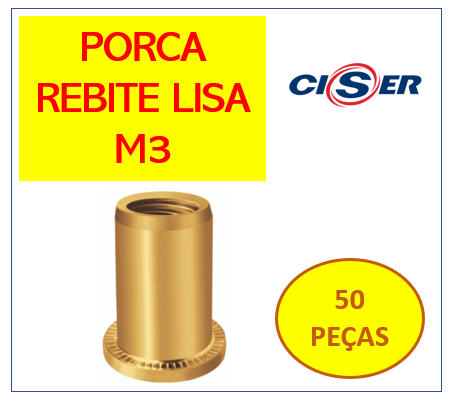 Rebite Com Rosca Interna M3 Porca Rebite Popnut Emb. C/ 50 (7897523150595)