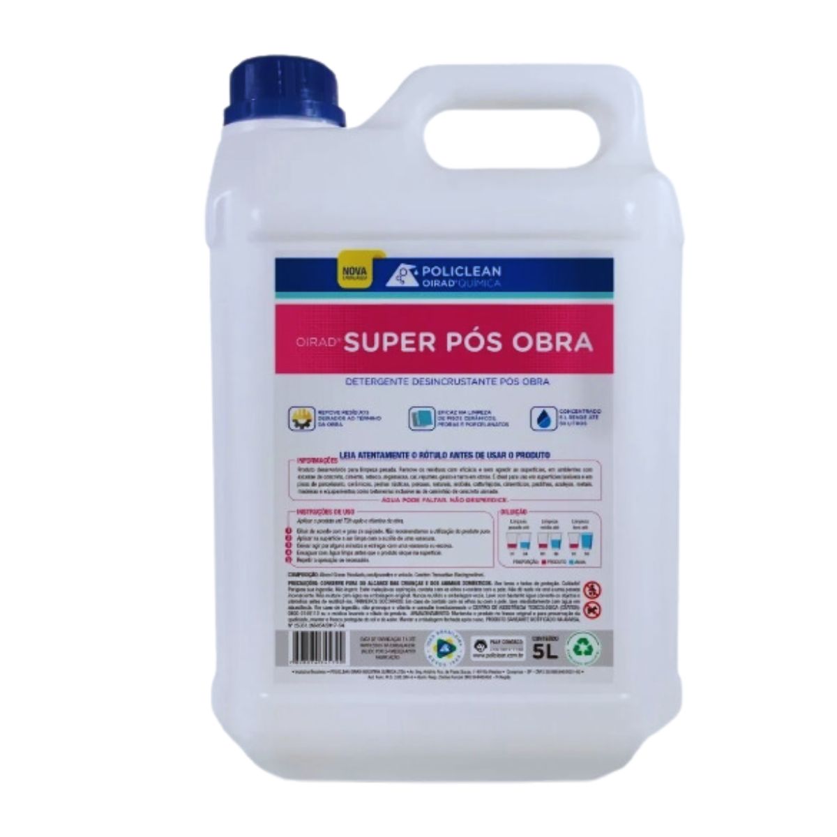 Super Limpador Pós Obra P/ Pisos Remove Resíduos 5 Litros (G11.05.01)