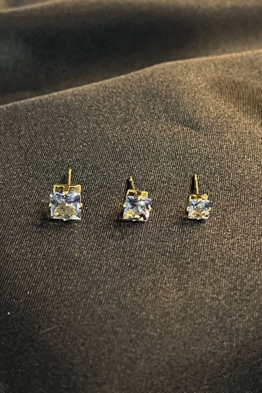 Trio de Zircônia Quadrada Lavanda Banhado em Ouro 18k (TR0028)