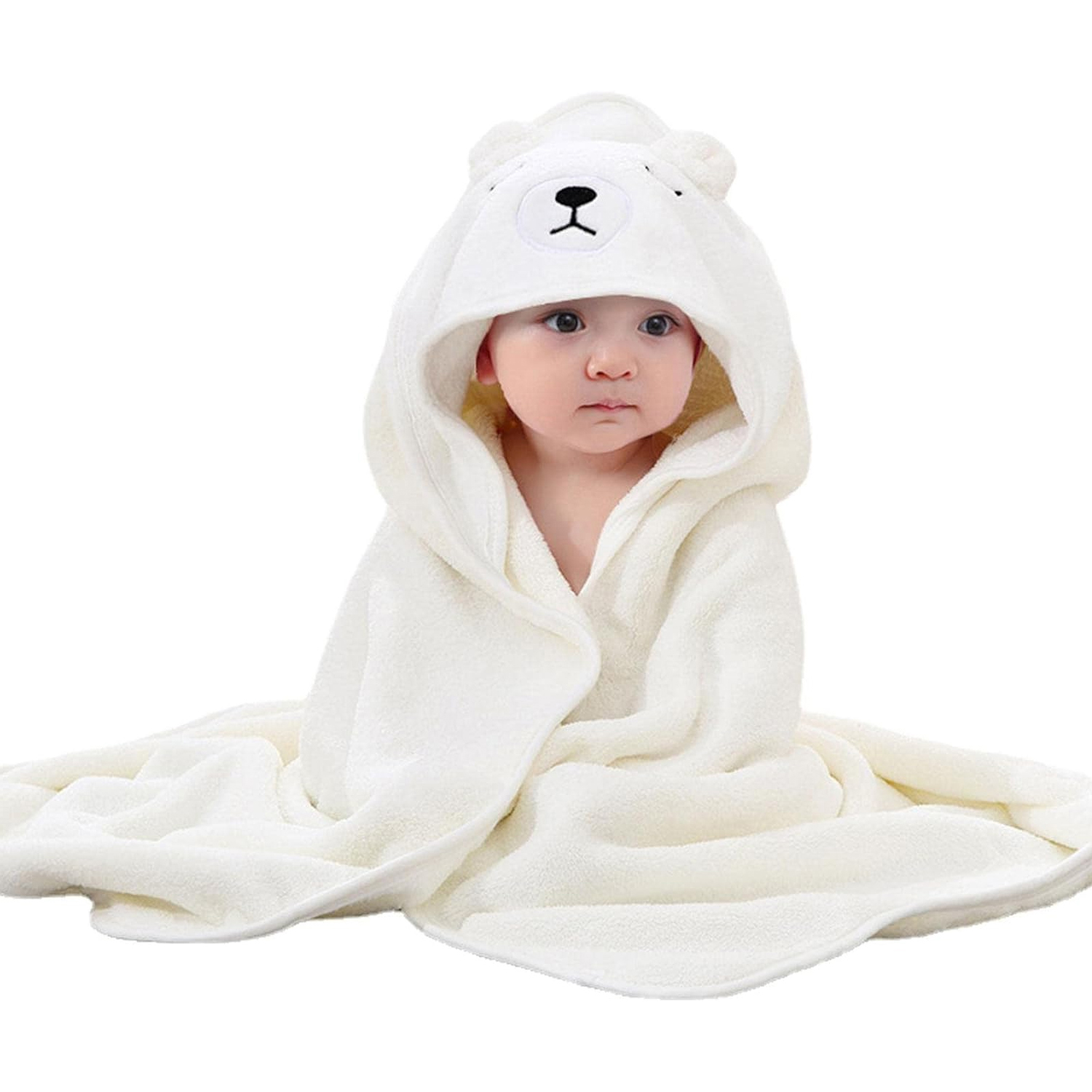 Toalha de Banho Infantil com Capuz Abraço Quentinho Cor:Branco (179-Branco-Comp)