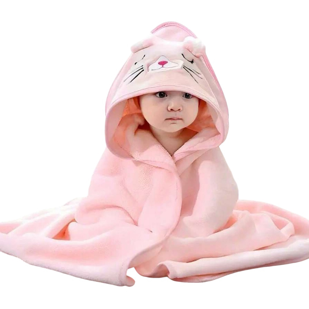 Toalha de Banho Infantil com Capuz Abraço Quentinho Cor:Rosa (179-Rosa-Comp)