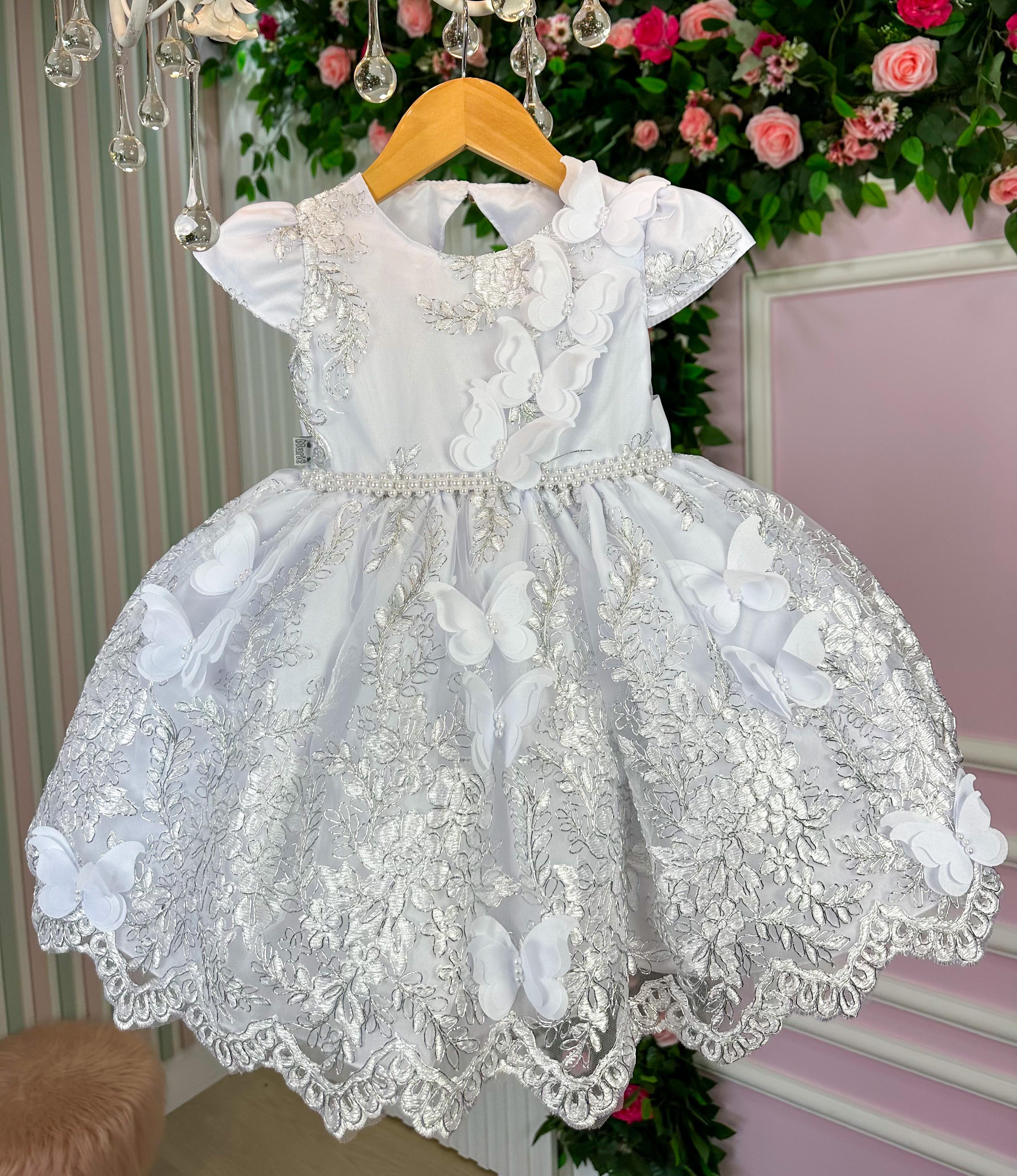Vestido Infantil Marie Jardim Encantado Luxo Branco (VESTINFMRYKDSBC5)
